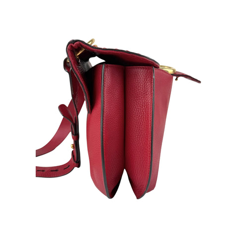 Gucci Red Leather Animalier Flap Shoulder Bag