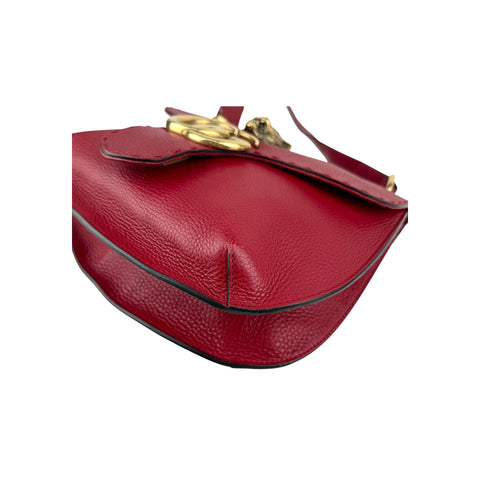 Gucci Red Leather Animalier Flap Shoulder Bag
