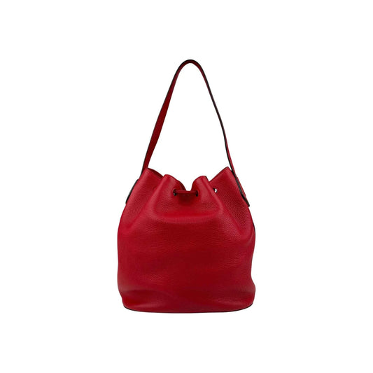 Gucci Red Leather Bucket Bag with Tassels
