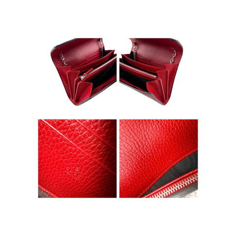 Gucci Red Pebbled Leather Dionysus Mini Wallet on Chain Bag