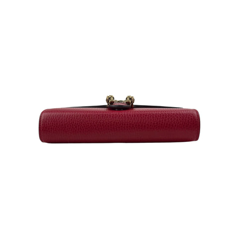 Gucci Red Pebbled Leather Dionysus Mini Wallet on Chain Bag