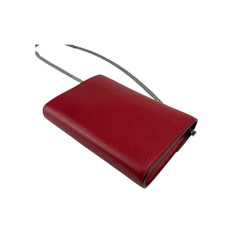 Gucci Red Pebbled Leather Dionysus Mini Wallet on Chain Bag