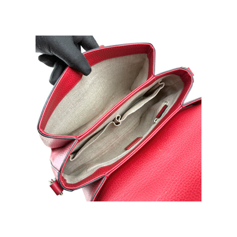 Gucci Red Pebbled Leather Interlocking G Medium Shoulder Bag