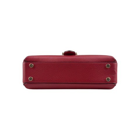 Gucci Red Pebbled Leather Interlocking G Medium Shoulder Bag