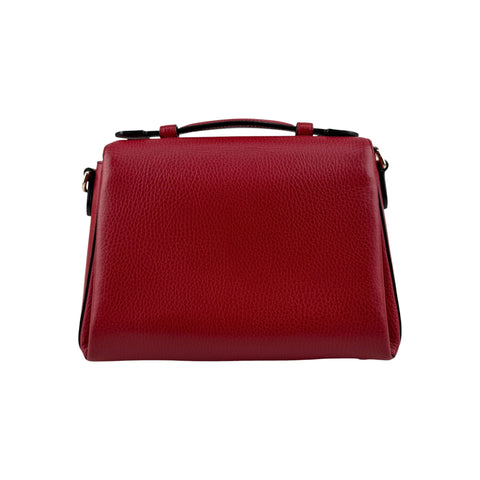 Gucci Red Pebbled Leather Interlocking G Medium Shoulder Bag