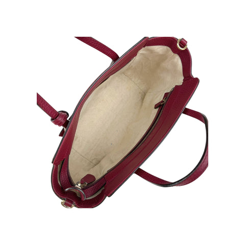 Gucci Red Pebbled Leather Swing Crossbody Tote Bag