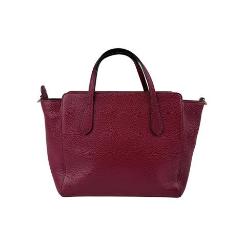Gucci Red Pebbled Leather Swing Crossbody Tote Bag