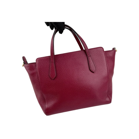 Gucci Red Pebbled Leather Swing Crossbody Tote Bag
