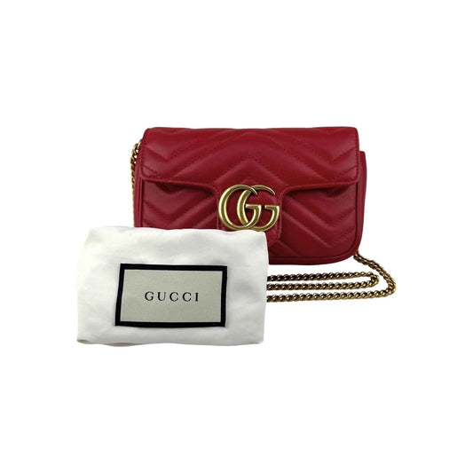 Gucci Red Quilted Leather GG Marmont Matelasse Mini Bag