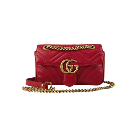 Gucci Red Quilted Leather Marmont Shoulder Bag