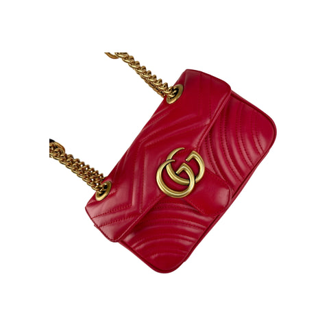 Gucci Red Quilted Leather Marmont Shoulder Bag