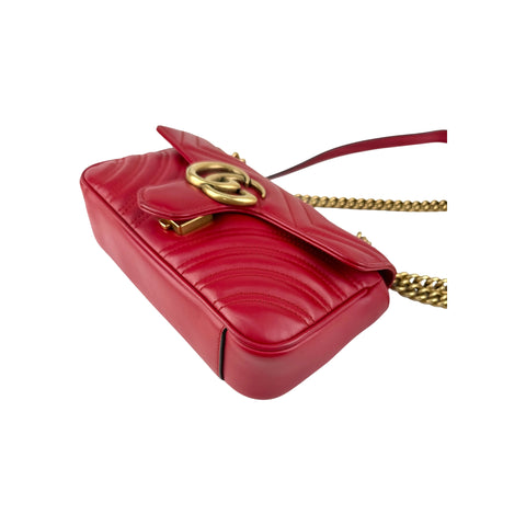 Gucci Red Quilted Leather Marmont Shoulder Bag