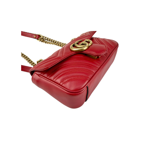 Gucci Red Quilted Leather Marmont Shoulder Bag