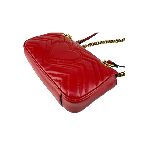 Gucci Red Quilted Leather Marmont Shoulder Bag