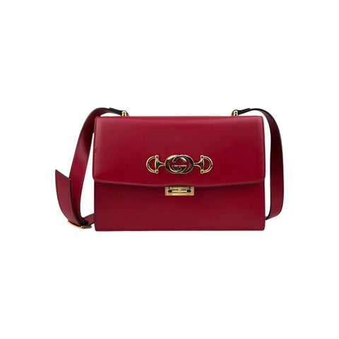 Gucci Red Smooth Calfskin Leather Zumi Shoulder Bag