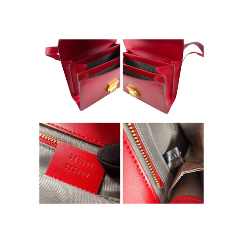 Gucci Red Smooth Calfskin Leather Zumi Shoulder Bag
