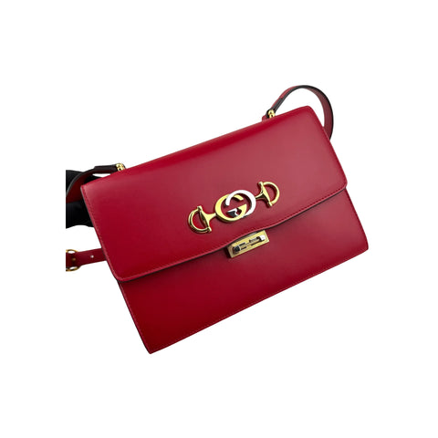 Gucci Red Smooth Calfskin Leather Zumi Shoulder Bag