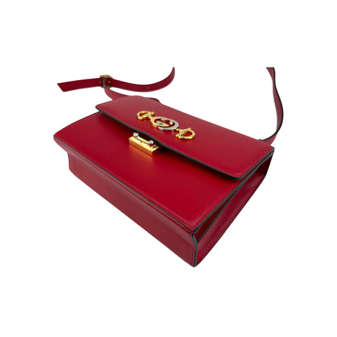 Gucci Red Smooth Calfskin Leather Zumi Shoulder Bag