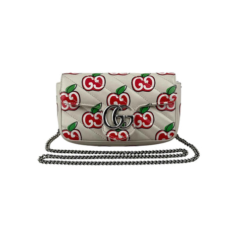 Gucci Red/White Quilted Leather GG Marmont Valentine's Day Super Mini Bag
