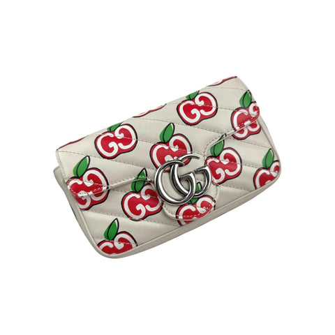Gucci Red/White Quilted Leather GG Marmont Valentine's Day Super Mini Bag