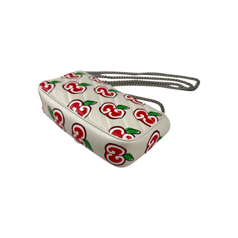 Gucci Red/White Quilted Leather GG Marmont Valentine's Day Super Mini Bag