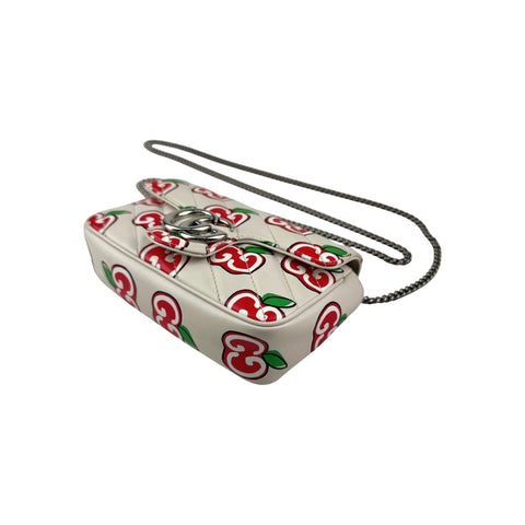 Gucci Red/White Quilted Leather GG Marmont Valentine's Day Super Mini Bag