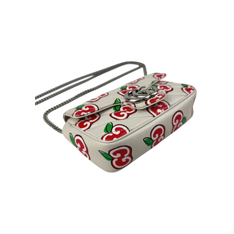 Gucci Red/White Quilted Leather GG Marmont Valentine's Day Super Mini Bag