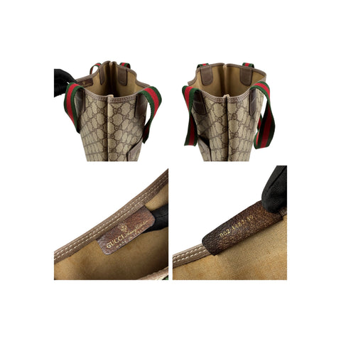 Gucci shopper tote bag brown monogram supreme canvas ribbon handles