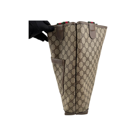Gucci shopper tote bag brown monogram supreme canvas ribbon handles