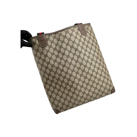Gucci shopper tote bag brown monogram supreme canvas ribbon handles