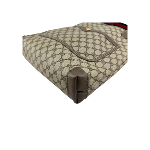 Gucci shopper tote bag brown monogram supreme canvas ribbon handles