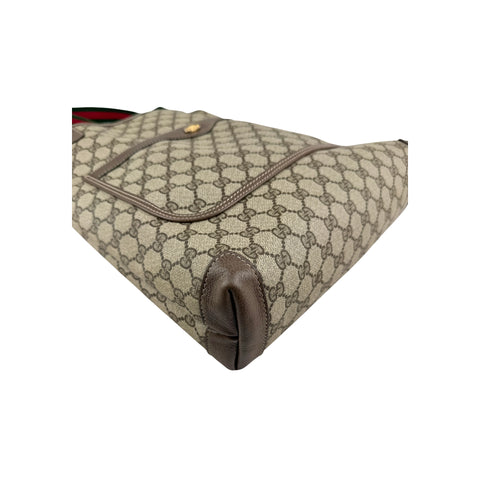 Gucci shopper tote bag brown monogram supreme canvas ribbon handles