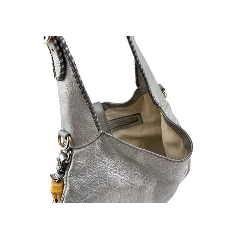 Gucci Silver GG Leather New Jackie Hobo