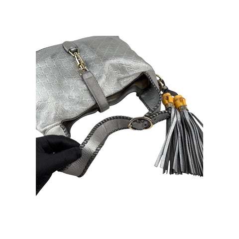 Gucci Silver GG Leather New Jackie Hobo