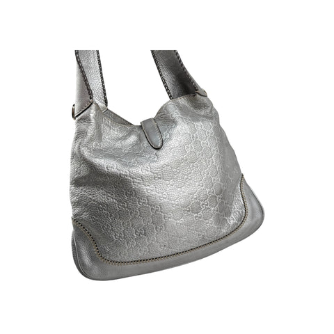 Gucci Silver GG Leather New Jackie Hobo