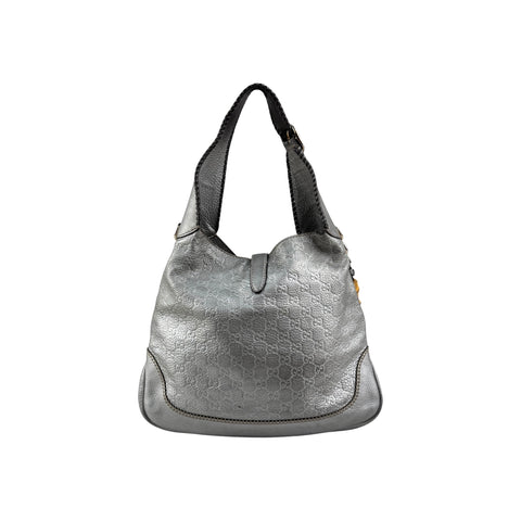 Gucci Silver GG Leather New Jackie Hobo