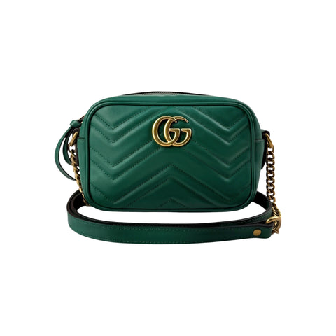 Gucci Small GG Marmont Crossbody Camera Bag Calfskin Green
