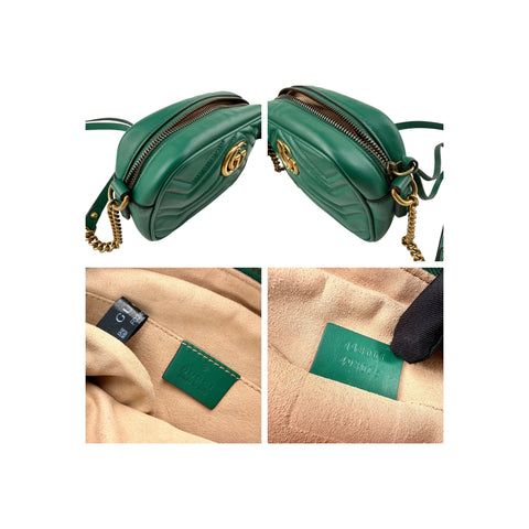 Gucci Small GG Marmont Crossbody Camera Bag Calfskin Green