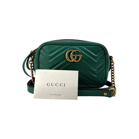 Gucci Small GG Marmont Crossbody Camera Bag Calfskin Green