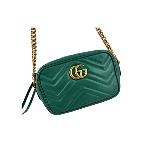 Gucci Small GG Marmont Crossbody Camera Bag Calfskin Green