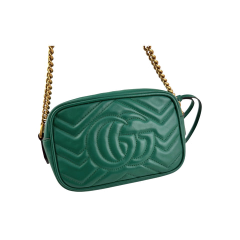 Gucci Small GG Marmont Crossbody Camera Bag Calfskin Green