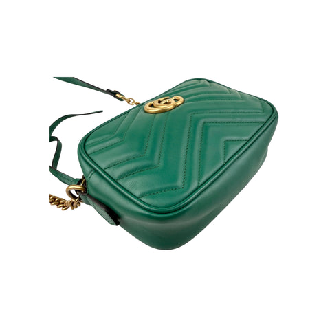 Gucci Small GG Marmont Crossbody Camera Bag Calfskin Green