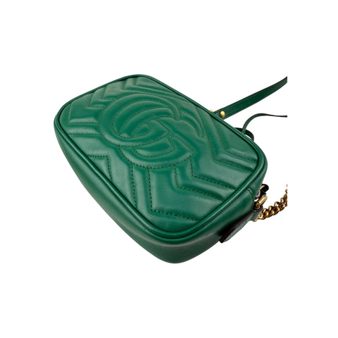Gucci Small GG Marmont Crossbody Camera Bag Calfskin Green