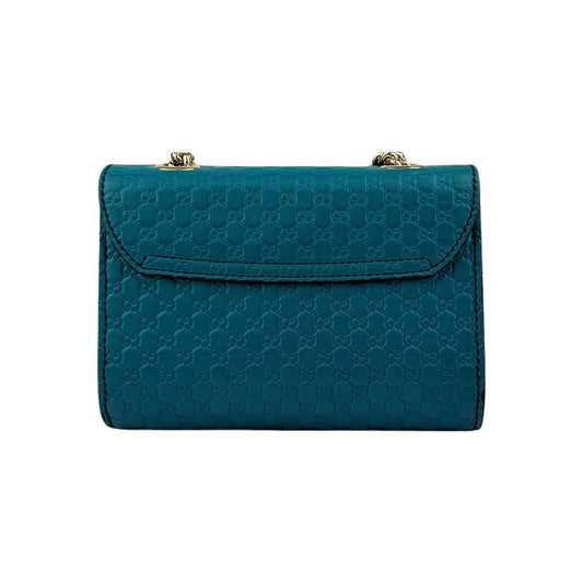 Gucci Teal Blue Micro Guccissima Leather Emily Chain Small Shoulder Bag