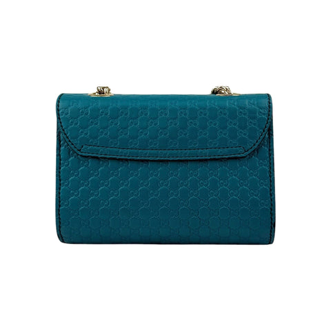 Gucci Teal Blue Micro Guccissima Leather Emily Chain Small Shoulder Bag