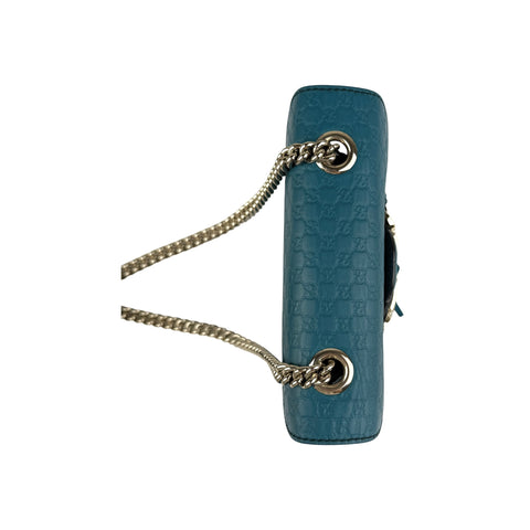 Gucci Teal Blue Micro Guccissima Leather Emily Chain Small Shoulder Bag