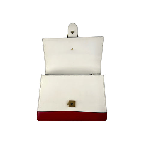 Gucci White/Blue/Red Striped Leather Bamboo Top Handle Medium Dionysus Bag