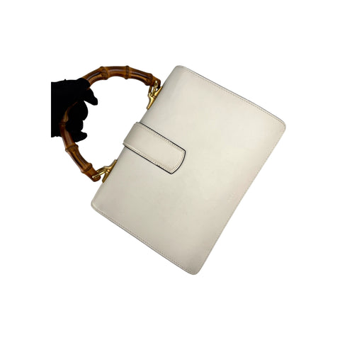 Gucci White/Blue/Red Striped Leather Bamboo Top Handle Medium Dionysus Bag