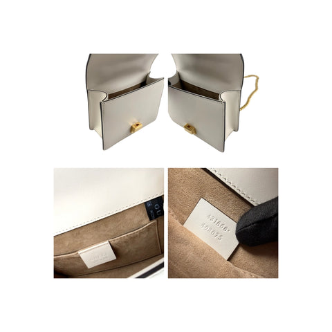 Gucci White Calfskin Leather Small Sylvie Shoulder Bag