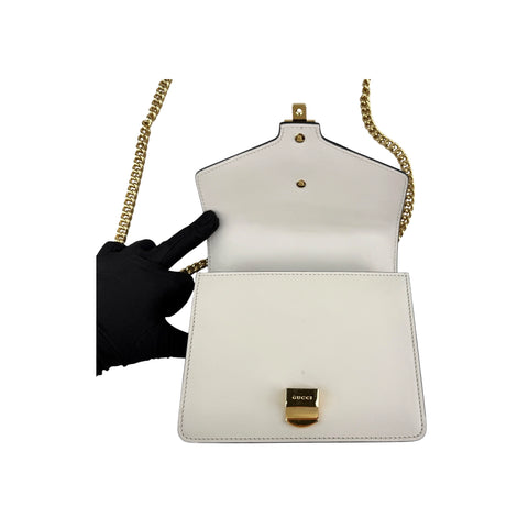 Gucci White Calfskin Leather Small Sylvie Shoulder Bag